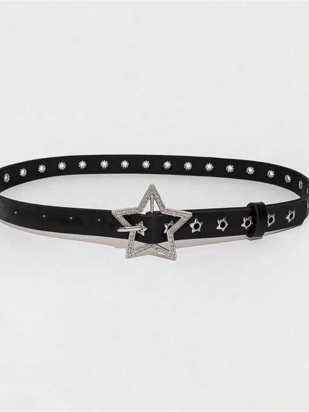 Black Star Buckle Studded Leather Belt